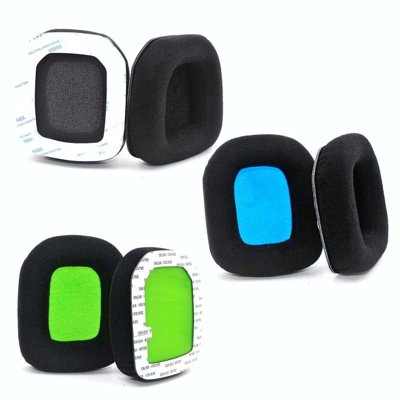 For Logitech Astro A20 2pcs Fleece Memory Foam Headphone Covers Earmuffs(Full Black)