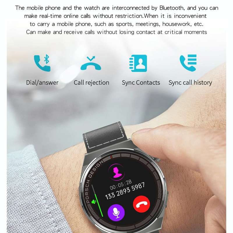 MD3MAX Porsche Ver 1.39 inch Round Screen TPU Strap Smart Watch Supports Heart Rate Monitoring/Bl...