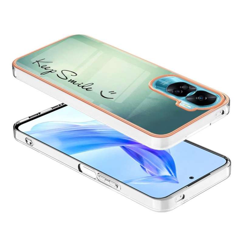 For Honor 90 Lite 5G Electroplating Marble Dual-side IMD Phone Case(Smile)