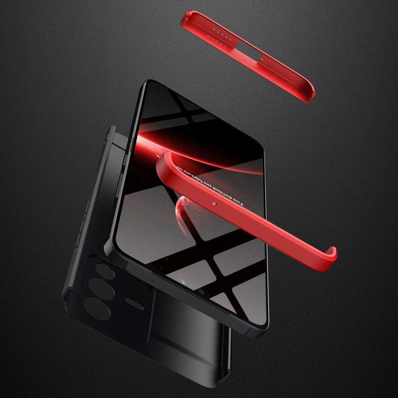 For vivo V23 5G GKK Three Stage Splicing PC Phone Case(Black Red)