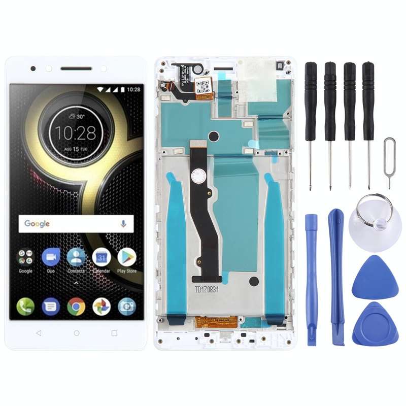 OEM LCD Screen for Lenovo K8 Note XT1902-3 Digitizer Full Assembly with Frame (White)