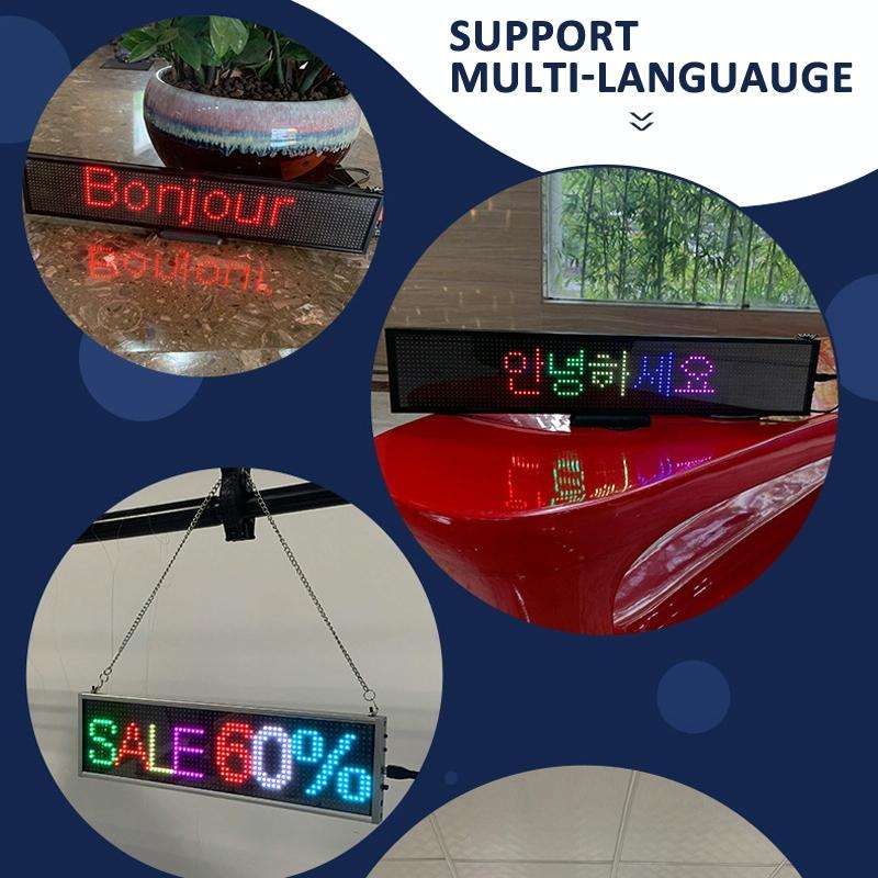 Wifi Scrolling LED Sign Message Board Support Multi-Languauge Monochrome 260x95x15mm  (Black Frame)