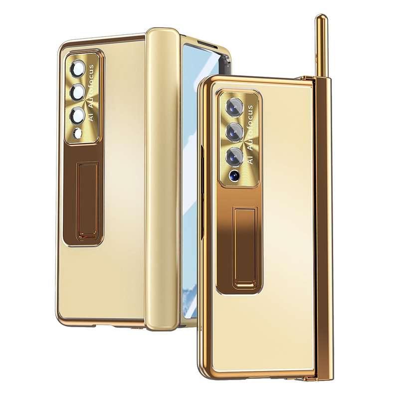 For Samsung Galaxy Z Fold4 Aluminum Alloy Double Hinge Shockproof Phone Protective Case(Champagne...