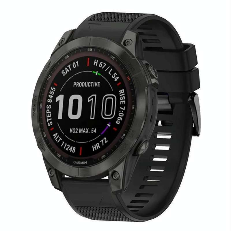 For Garmin Fenix 7 Sapphire Solar 22mm Quick Release Silicone Watch Band(Black)
