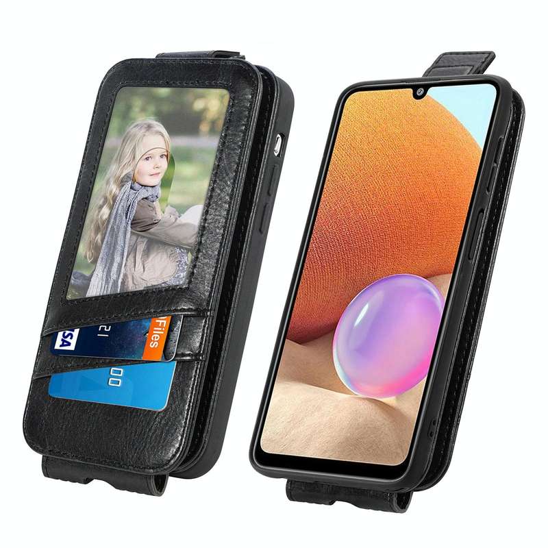 For Samsung Galaxy A32 4G Zipper Wallet Vertical Flip Leather Phone Case(Black)