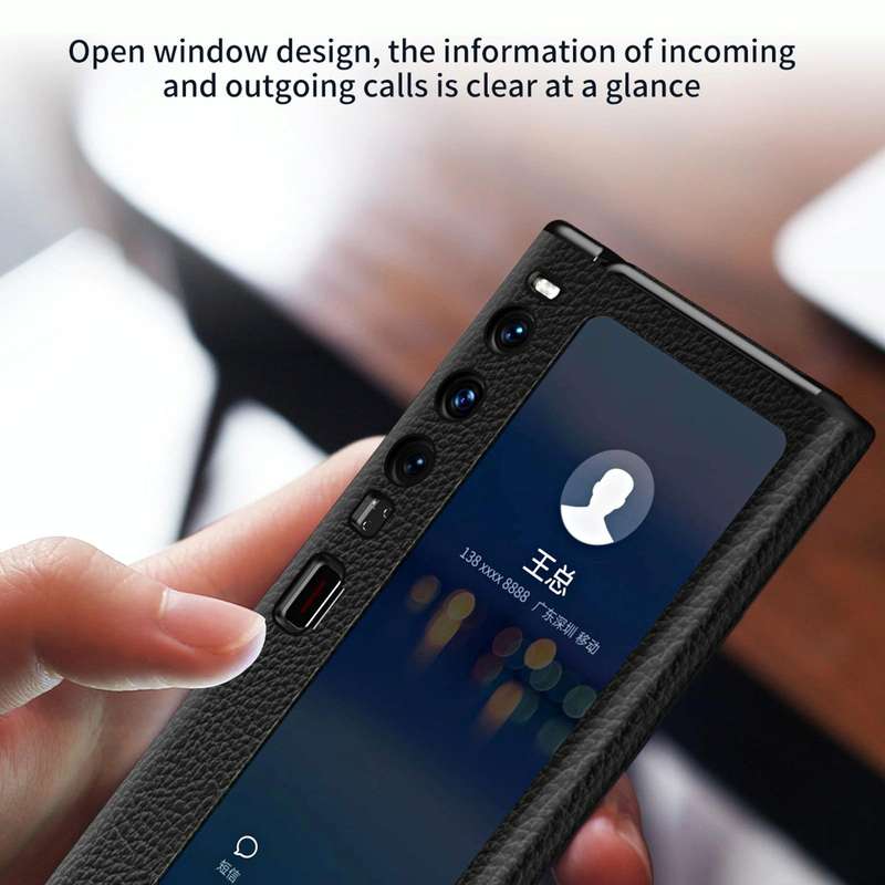For Huawei Mate Xs 2 Side Frame Stick Leather Magnetic Phone Case(Cross Texture Black)