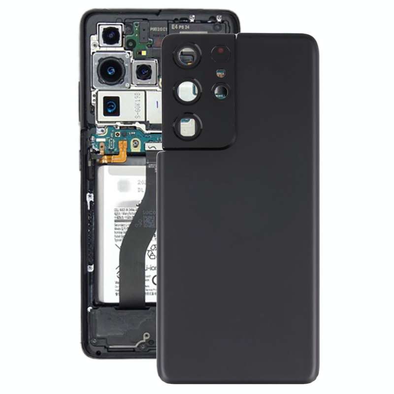 For Samsung Galaxy S21 Ultra 5G Battery Back Cover with Camera Lens Cover (Black)