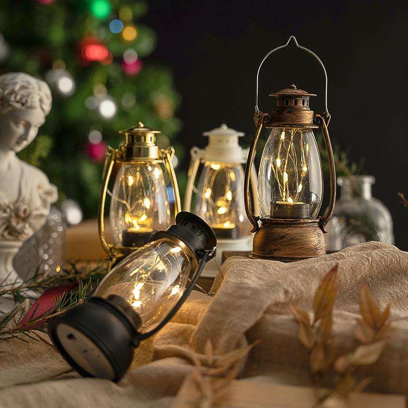 Retro Lantern Table Decoration Christmas Scene Decoration Simulation Oil Lamp(Bronze)