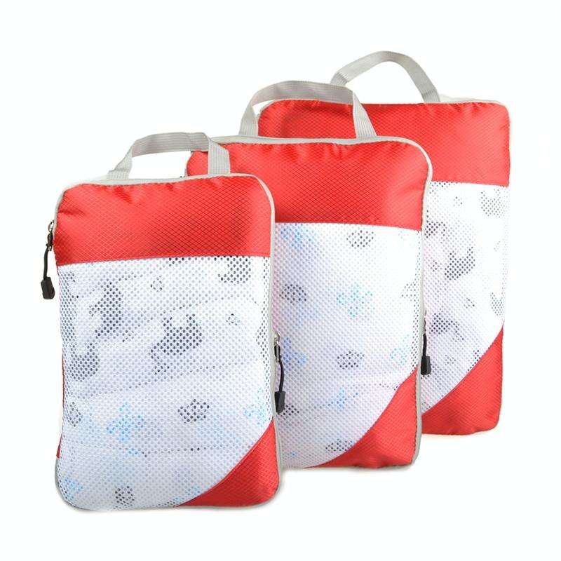 3 in 1 Travel Bag Storage Organizer Set Bags Shoe Luggage Suitcase Clothes Organizer(Orange)