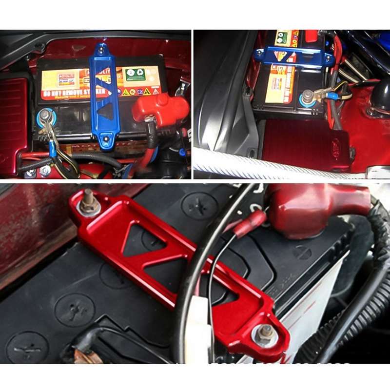 Universal Car Short Stainless Steel Battery Tie Down Clamp Bracket, Size: 17.2 x 4.4 x 1cm(Red)