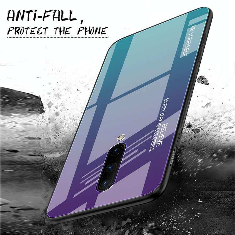 For OnePlus 7 Pro Gradient Color Glass Case(Blue)