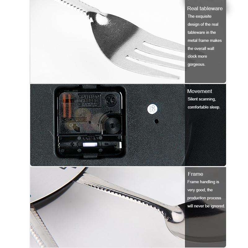 Creative Restaurant Kitchen Living Room Stainless Steel Knife and Fork Quartz Wall Clock