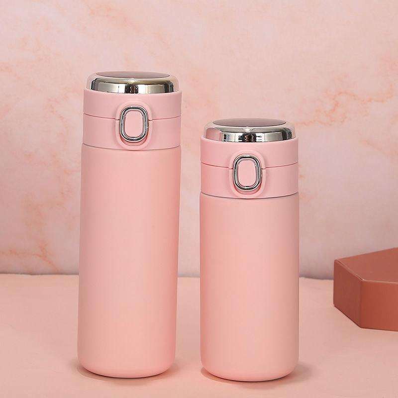 Smart Temperature Measurement Digital Display Stainless Steel Vacuum Flask Cup, Capacity:420ml(Pink)