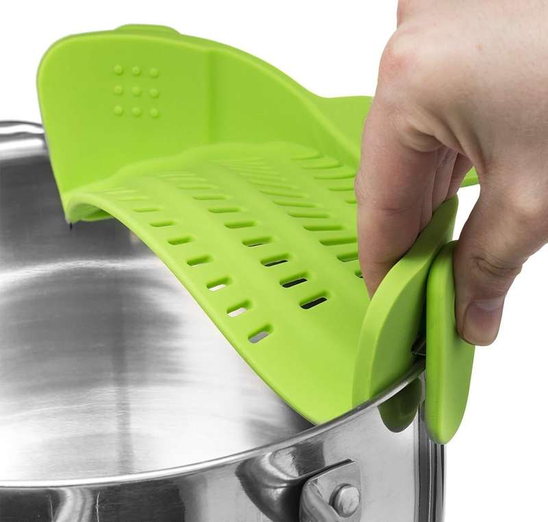 Wide Mouth Silicone Drainer Pot Side Drain To Block Fruit Noodle Strainer(Dark Gray)