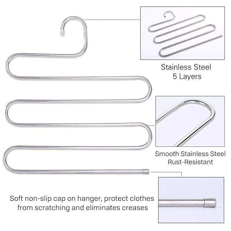 5 Layers S Shape Multi-Functional Clothes Hangers Pants Storage Hangers