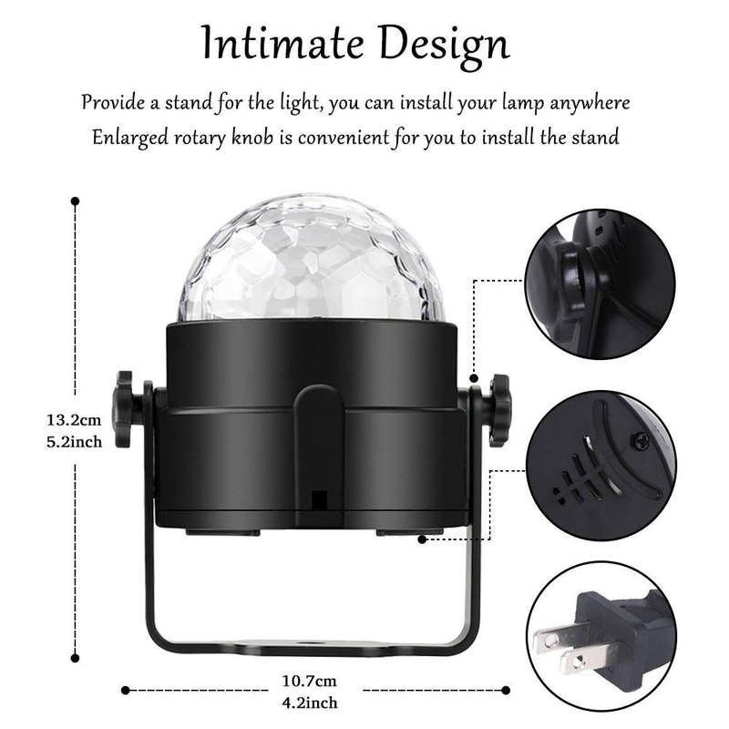YouOKLight YK2278 3W Sound Activated Party DJ Lighting RBG Disco Ball Strobe Lamp Stage Par Light...