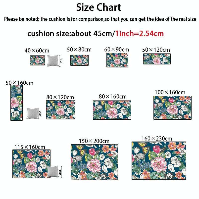Country Flower Butterfly Door Mat Non-slip Floor Carpet, Size:45x75cm