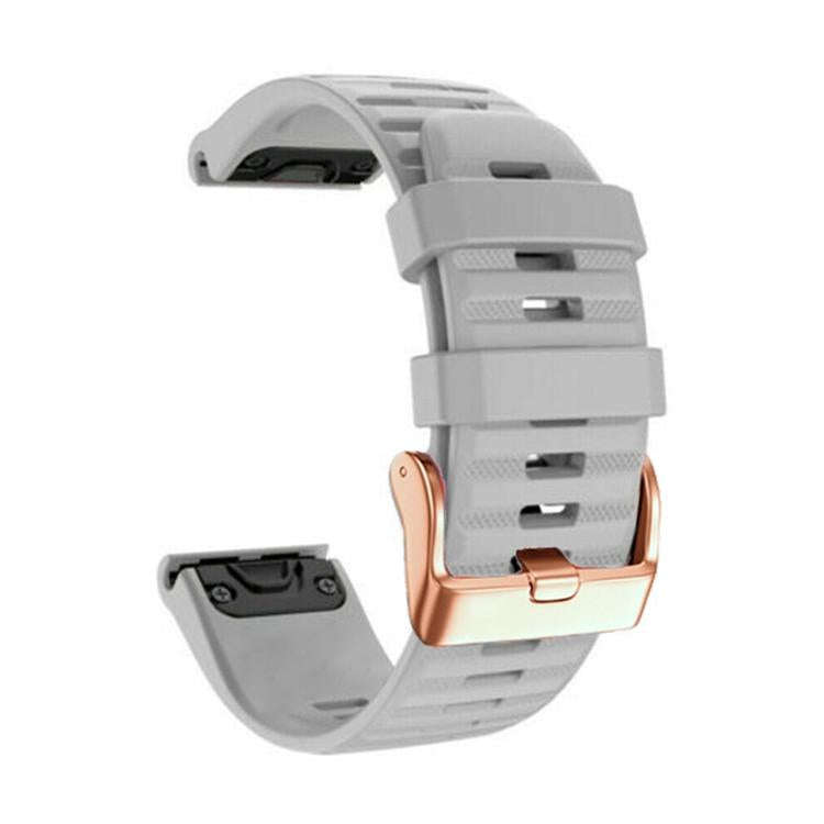 For Garmin Fenix 7S / 6S Pro / 5S Plus 20mm Rose Gold Buckle Quick Release Silicone Watch Band(Grey)