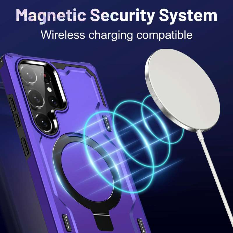 For Samsung Galaxy S23 Ultra 5G Patronus MagSafe Magnetic Holder Phone Case(Purple)