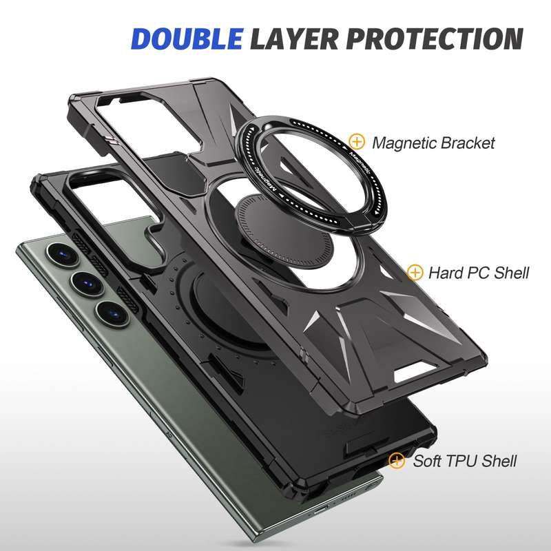 For Samsung Galaxy S24 Ultra 5G MagSafe Magnetic Shockproof Phone Case with Ring Holder(Dark Grey)
