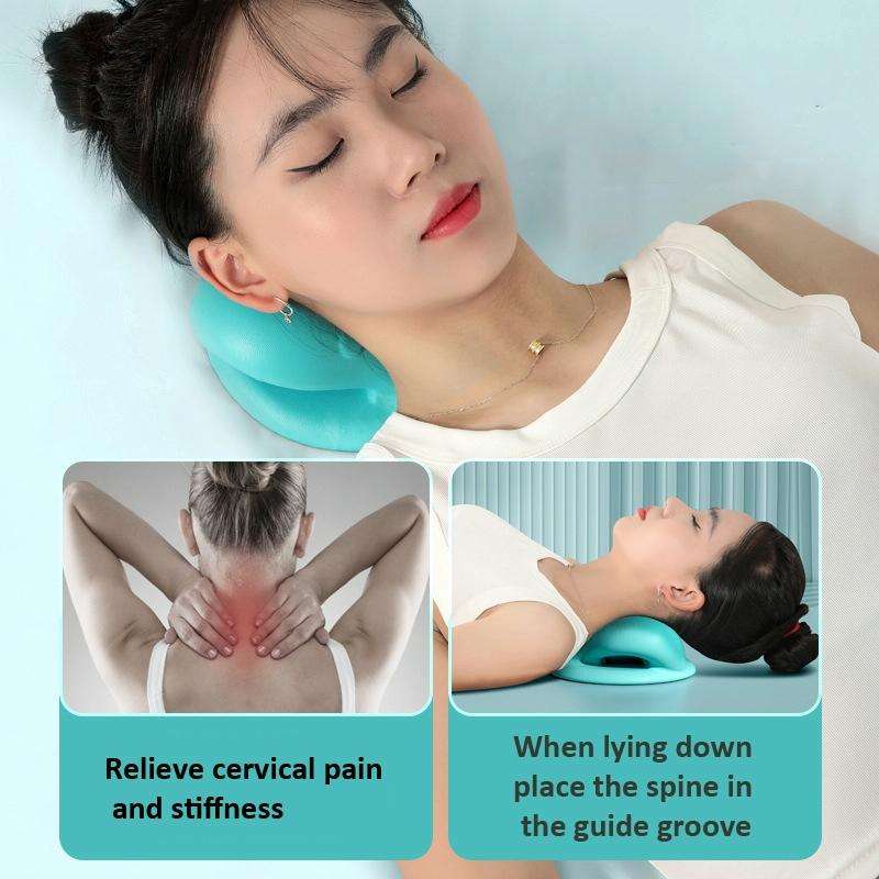 Neck And Shoulder Stretcher Relaxer Cervical Spine Chiropractic Traction Pillow(Green)