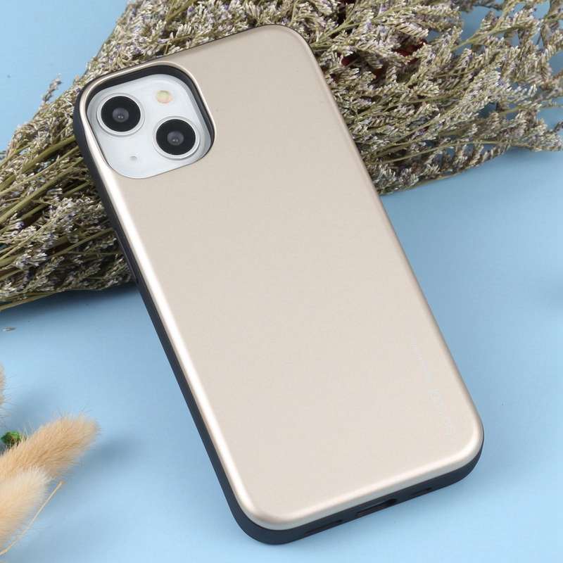 For iPhone 14 GOOSPERY SKY SLIDE BUMPER Sliding Card Slot Phone Case (Gold)