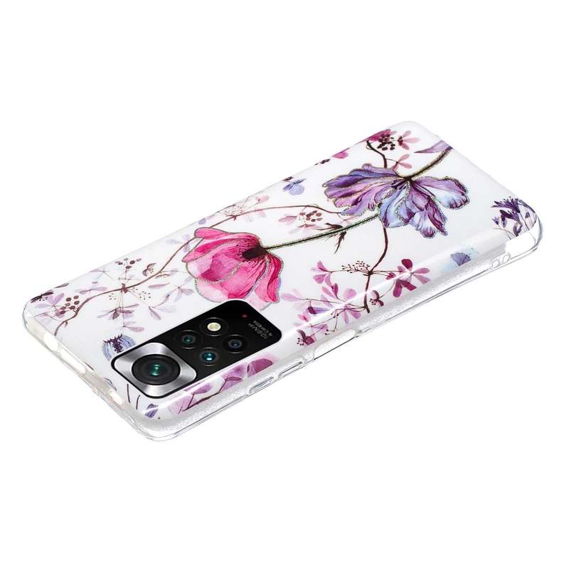 For Xiaomi Redmi Note 11 Global Electroplating Pattern TPU Phone Case(Lotus)