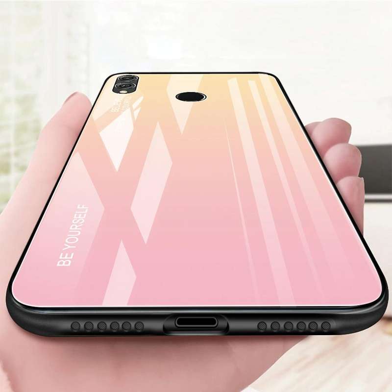 For Huawei Honor 8X Gradient Color Glass Case(Purple)