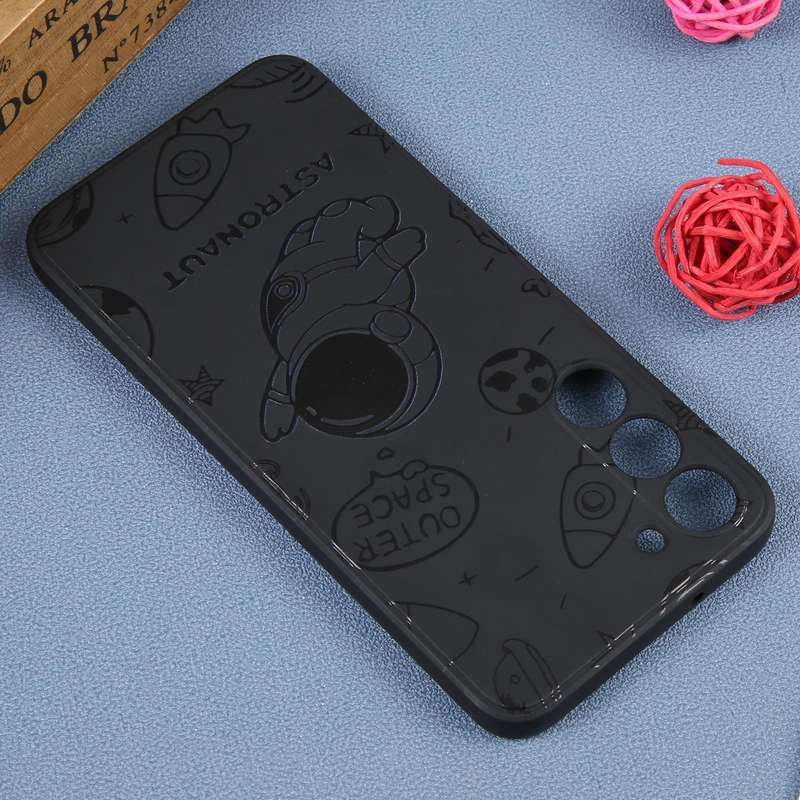 For Samsung Galaxy S20 FE Astronaut Pattern Silicone Straight Edge Phone Case(Flying Astronaut-Bl...