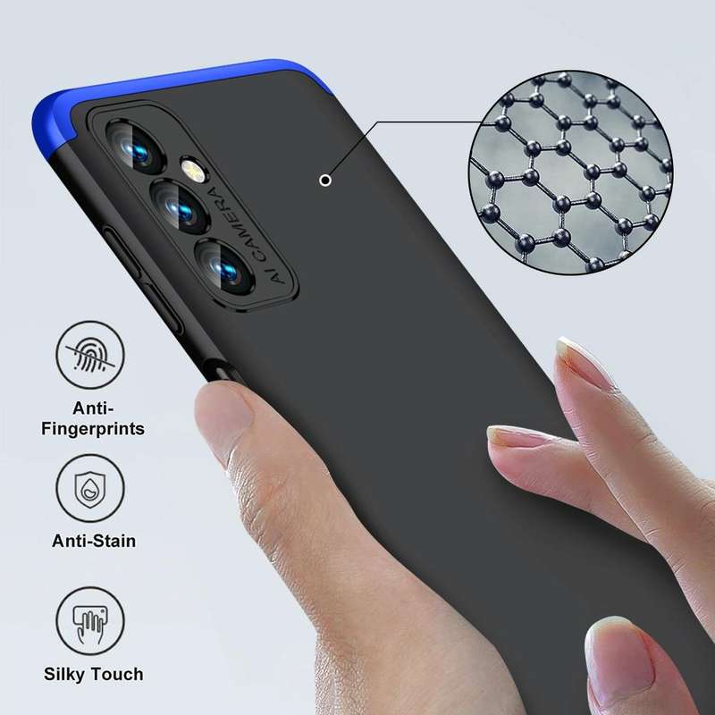 For Samsung Galaxy F13 / M13 India GKK Three Stage Splicing Full Coverage PC Phone Case(Black Blue)