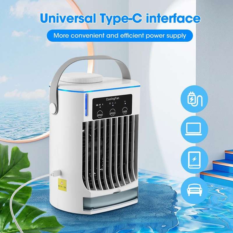 CF008 Mini Household Humidification Spray Air Cooler USB Plug-in Portable Air Conditioner Fan(White)