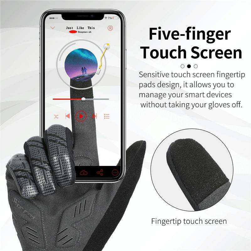 WEST BIKING YP0211207 Riding Full Finger Gloves Road Bike Mountain Bike Locomotive Shock Absorber...