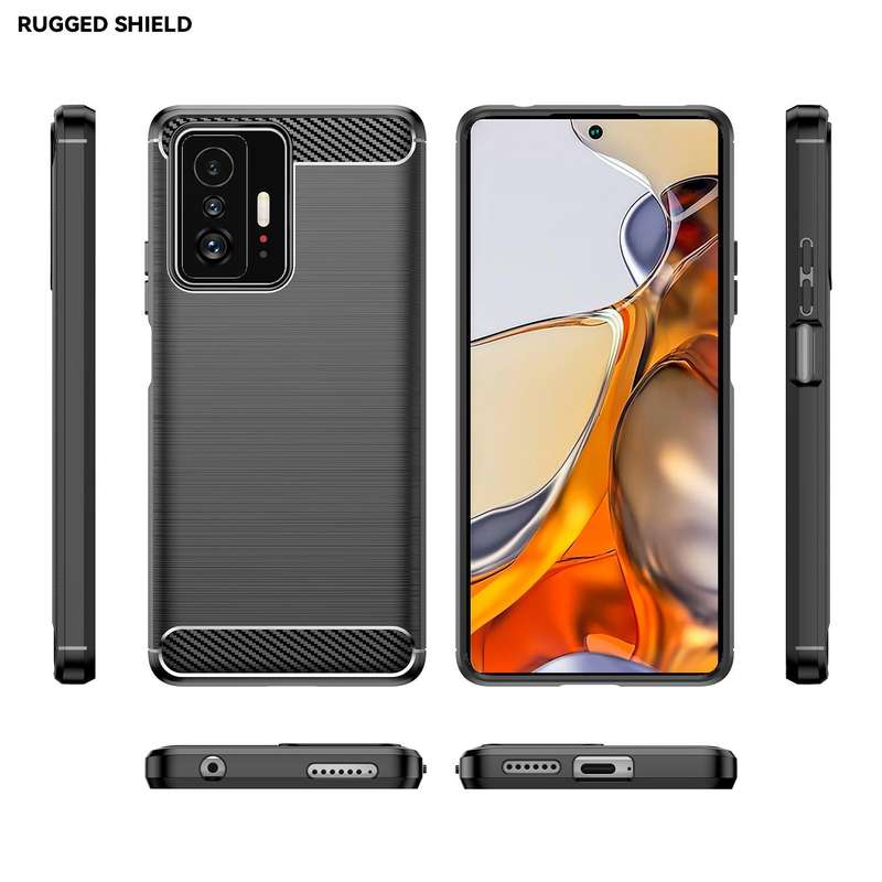 For Xiaomi 11T Pro Carbon Fiber Brushed Texture TPU Case(Black)