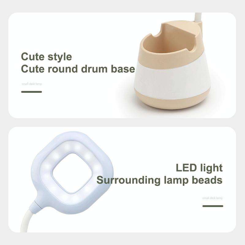 USB Charging LED Desk Light Eye Protection Lamp with Pen Holder and Phone Holder(CS276-3 Yellow)
