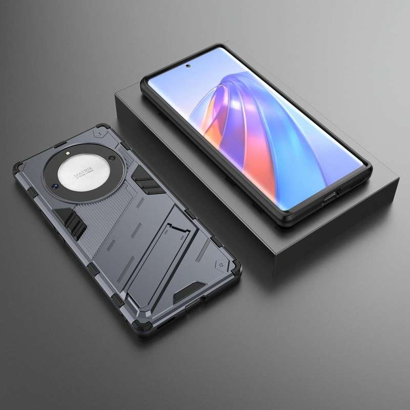 For Honor X9a/X40 5G/Magic5 Lite Punk Armor PC + TPU Phone Case with Holder(Grey)