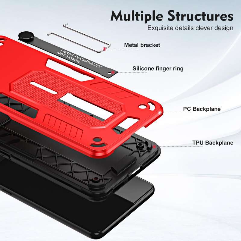 For Samsung Galaxy A34 5G Variety Brave Armor Finger Loop Holder Phone Case(Red)