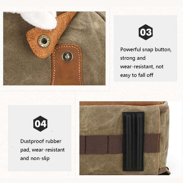 D1383 Outdoor SLR Digital Camera Backpack Waterproof Batik Canvas Camera Bag(Khaki)