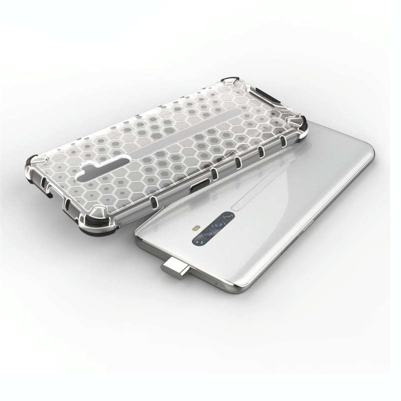 For Oppo Reno2 Z Shockproof Honeycomb PC + TPU Case(White)