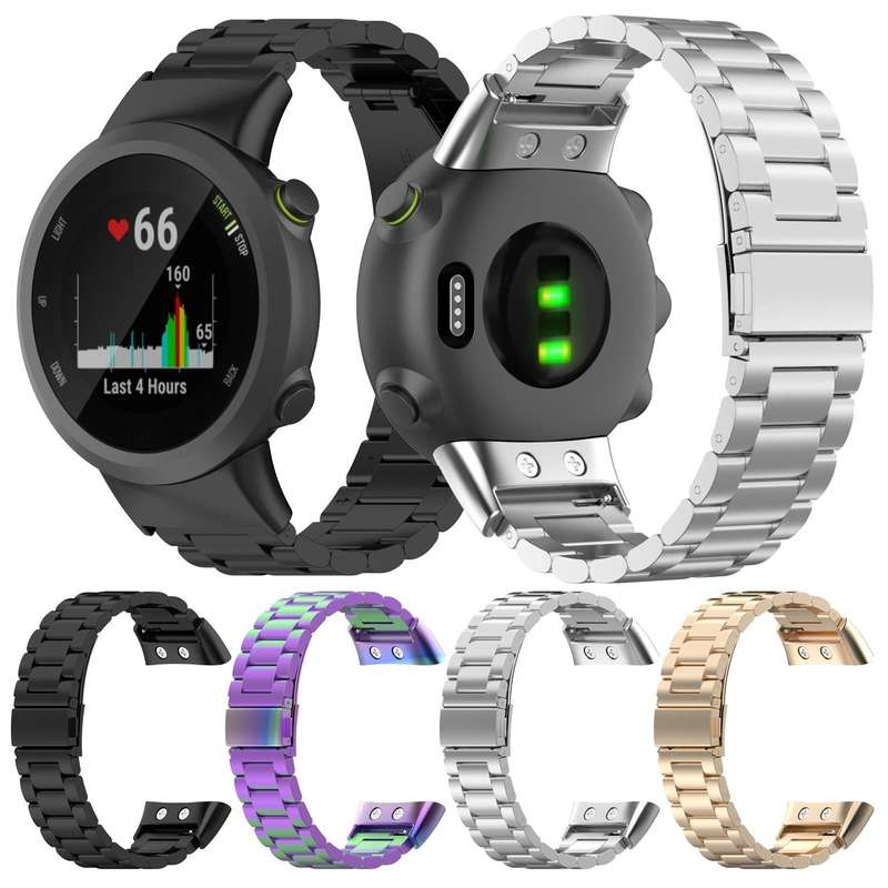 For Garmin Forerunner 35 / 30 Universal Three Beads Stainless Steel Watch Band(Black)