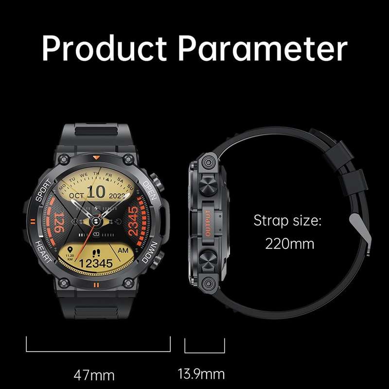 K56Pro 1.39 Inch Heart Rate/Blood Pressure/Blood Oxygen Monitoring Smart Calling Watch(Grey)