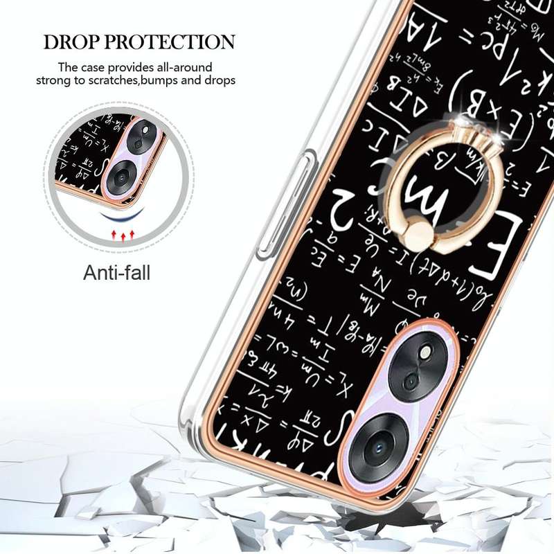 For OPPO A78 / A58 Electroplating Dual-side IMD Phone Case with Ring Holder(Equation)