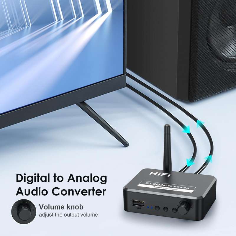 B35S Bluetooth 5.2 Music Receiver Digital to Analog Converter Supports U-disk Fiber Coaxial