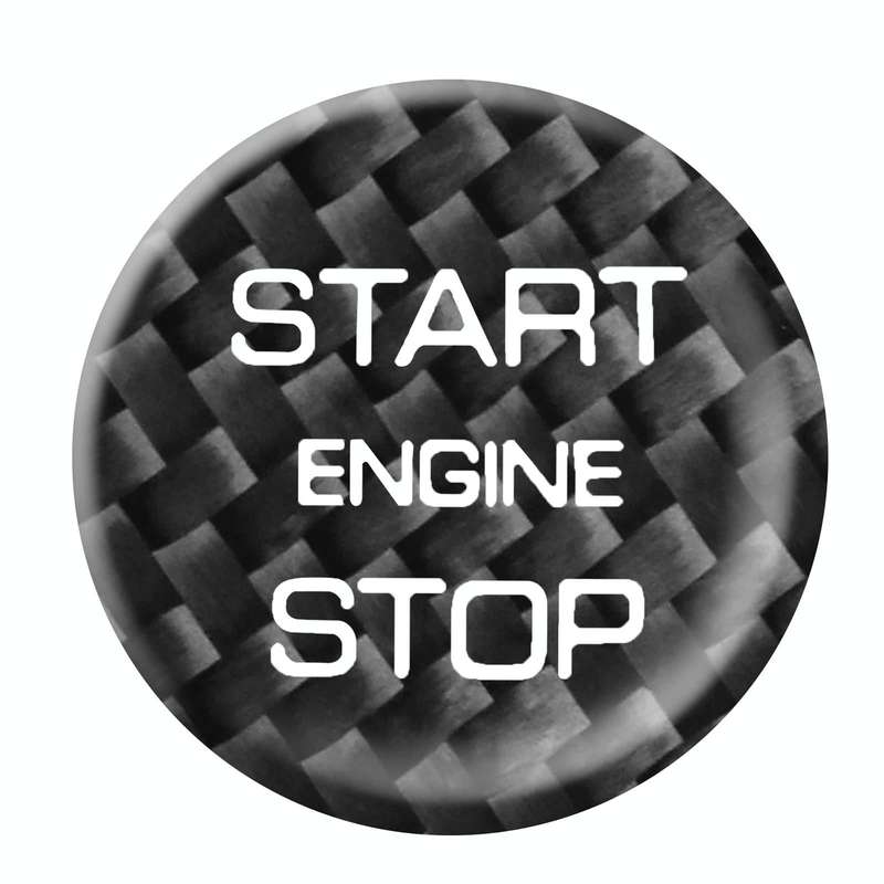Car Carbon Fiber Engine Start Button Decorative Cover Trim for Land Rover Discovery 2016-2019 (Bl...