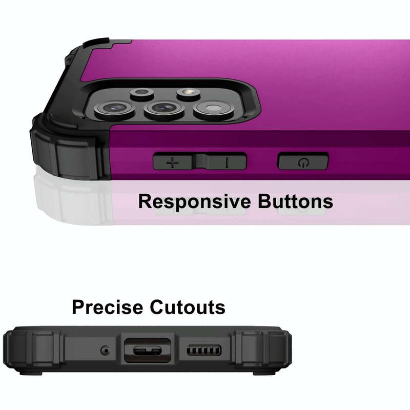 For Samsung Galaxy A73 5G PC + Silicone Phone Case(Dark Purple+Black)