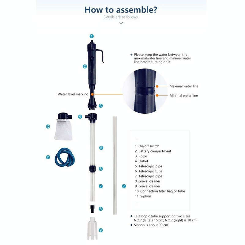 Electric Multi-functional Length Adjustable Fish Tank Cleaning Water Filter