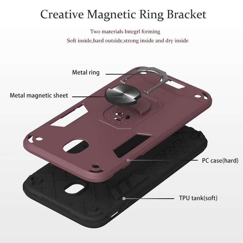 For Samsung Galaxy J7 Pro / J730 2 in 1 Armour Series PC + TPU Protective Case with Ring Holder(B...