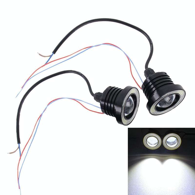 2 PCS 2.5 inch DC12-24V 10W 900LM 6500K Car Angel Eyes Fog Lamp Foglight, Cable Length: 20cm(Whit...