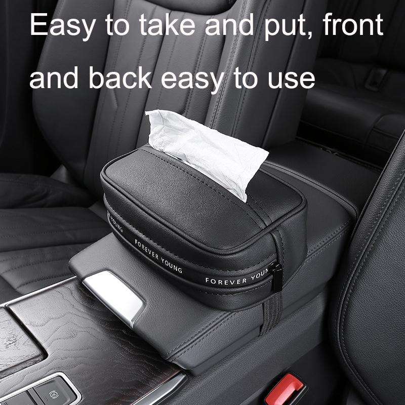 Multifunctional Car Chair Back Hanging Tissue Box(Black)
