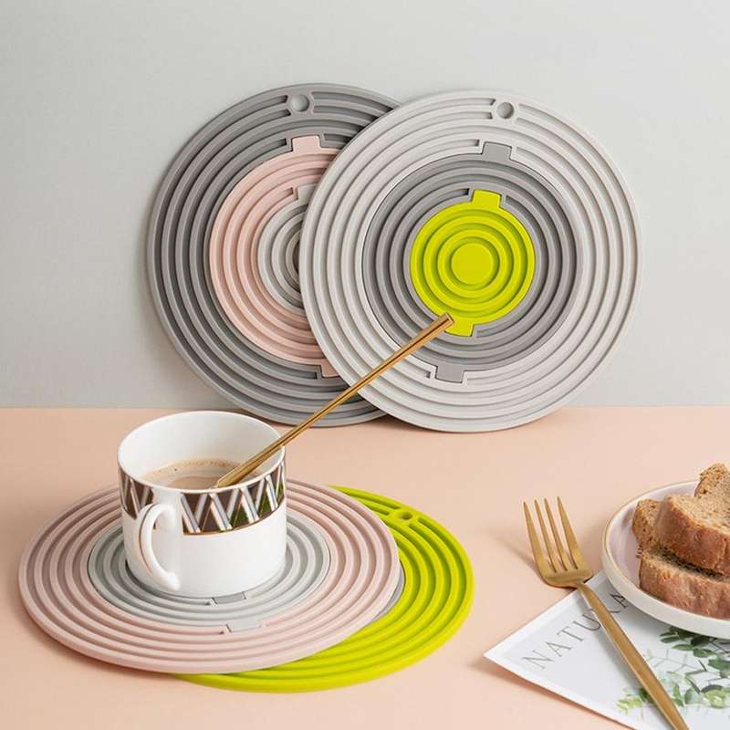 3 in 1 Round Silicone Heat Insulation Pad High Temperature Resistant Multifunctional Tableware Pa...