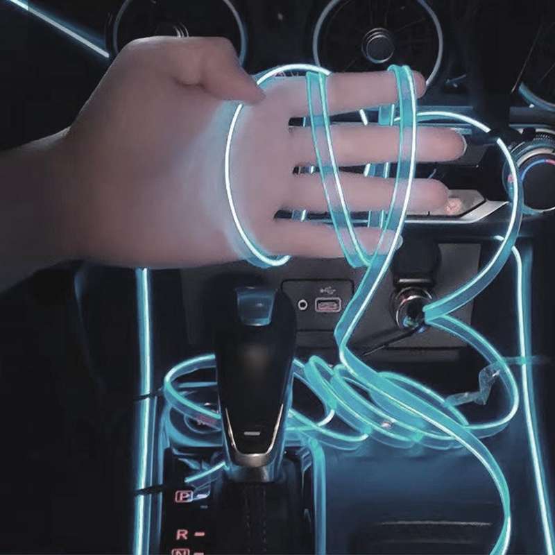 Waterproof Flat Flexible Car Strip Light with Driver for Car Decoration, Length: 5m (Ice Blue Light)